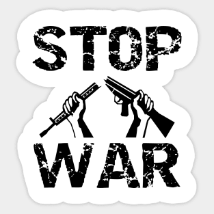 Stop War Broken Gun - Black Design for Peace Loving People Sticker